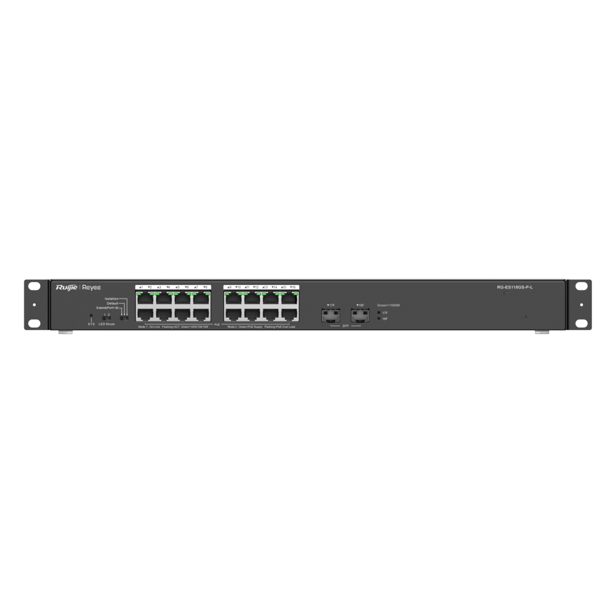 Mặt trước switch Ruijie Reyee RG-ES118GS-P-L