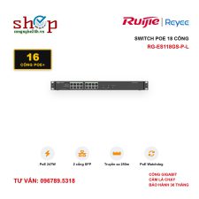 Switch PoE Ruijie Reyee RG-ES118GS-P-L 18 cổng (16 PoE Gigabit 247W, 2 SFP)