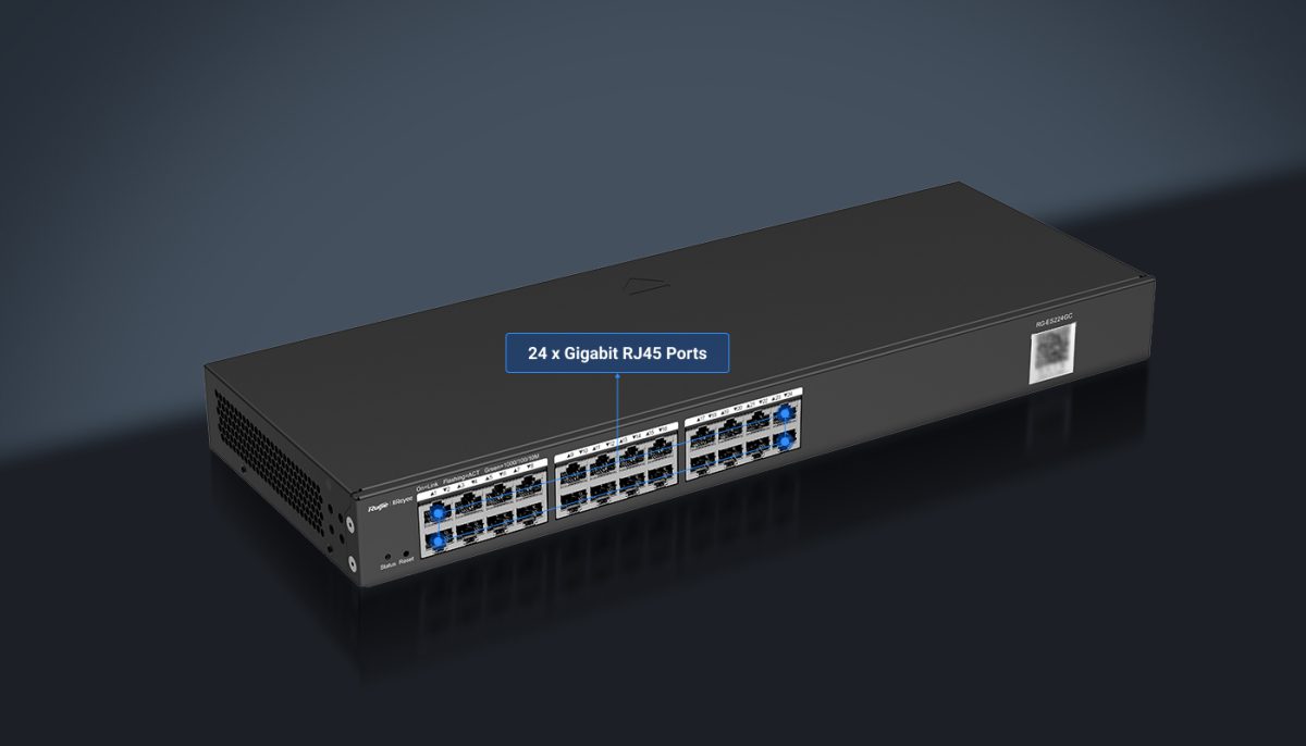 Switch Ruijie Reyee RG-ES224GC-V2 mặt trước – 24 cổng Gigabit