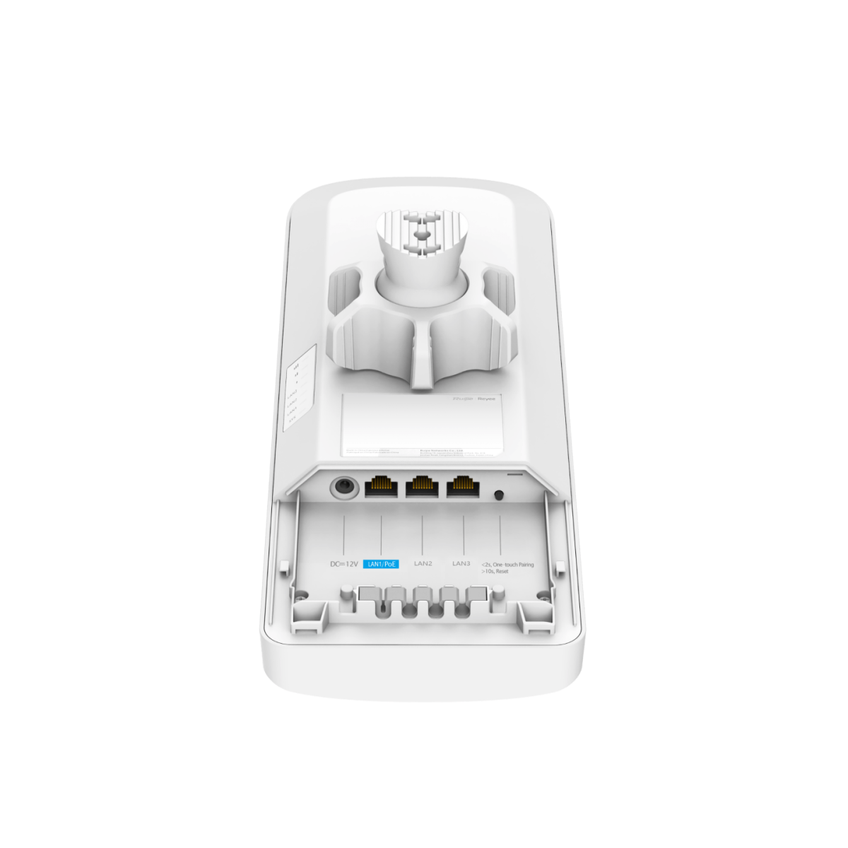 Cổng DC 12V, LAN1/PoE, LAN2, LAN3 và nút ghép nối của RG-EST450G