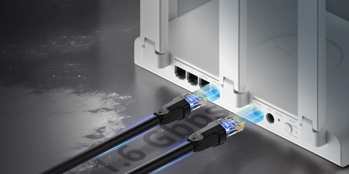 Hai dây mạng cắm vào cổng WAN kép của RG-EW3000GX
