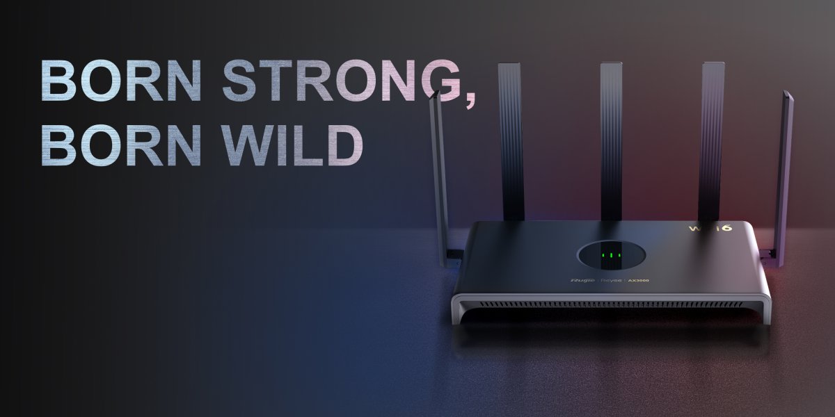 Router Wi‑Fi 6 gaming Ruijie Reyee RG-EW3000GX PRO vỏ đen, 5 ăng-ten