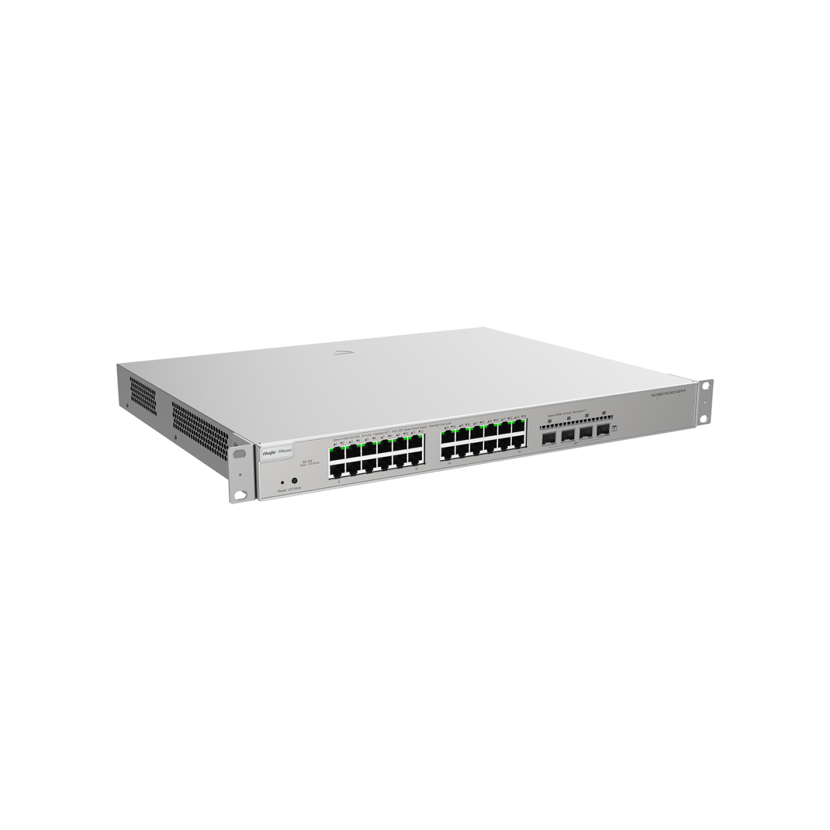 RG-NBS5200-24GT4XS-P – vỏ kim loại 1U, khe tản nhiệt hai bên