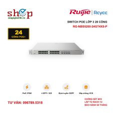 Switch PoE lớp 3 Ruijie Reyee RG-NBS5200-24GT4XS-P 24 cổng PoE+ 370W, 4 SFP+ 10G