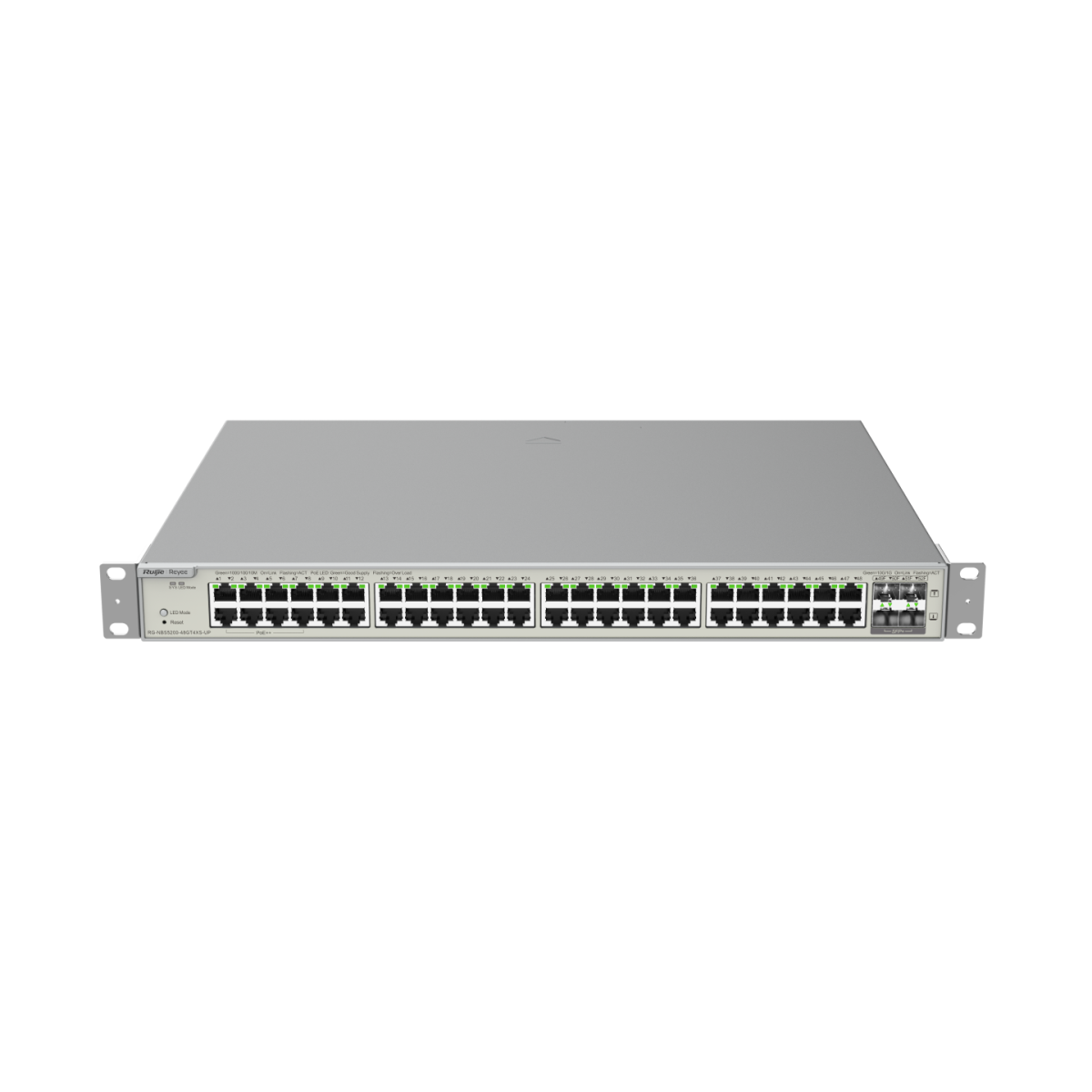 RG-NBS5200-48GT4XS-UP – mặt trước: 48 cổng PoE và 4 cổng SFP+ 10G