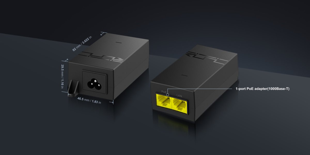 Bộ cấp nguồn PoE Ruijie RG-POE-AF15 và kích thước thân máy