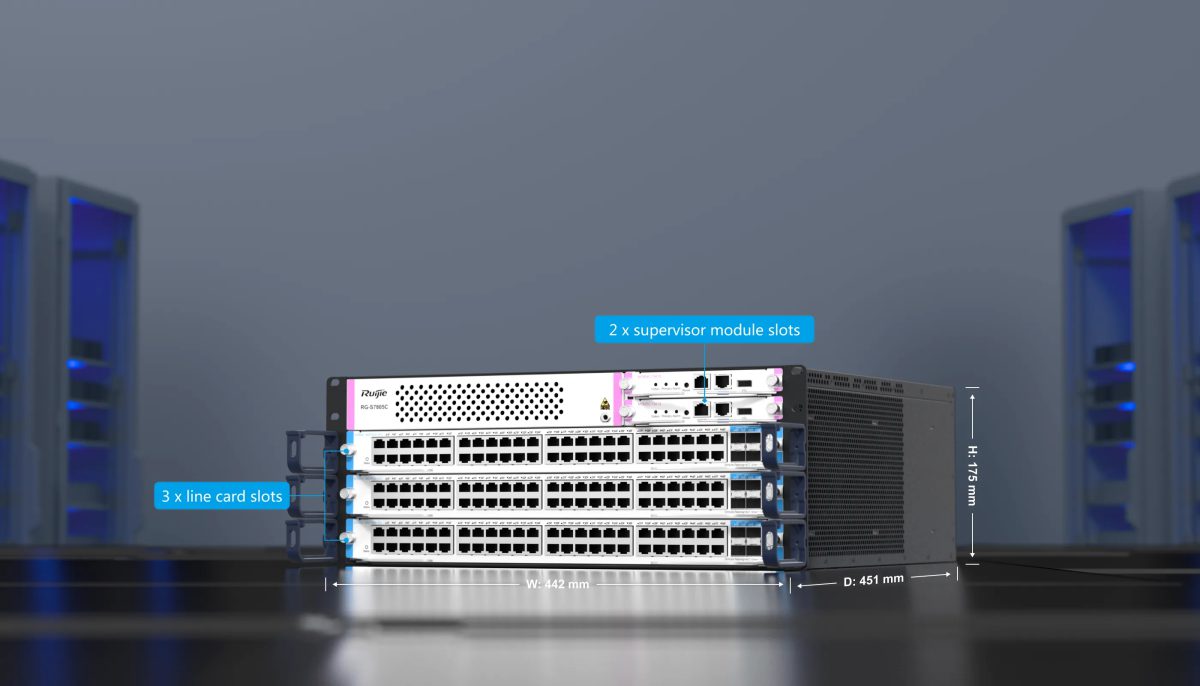 Ruijie RG-S7805C với 2 khe supervisor và 3 khe line card