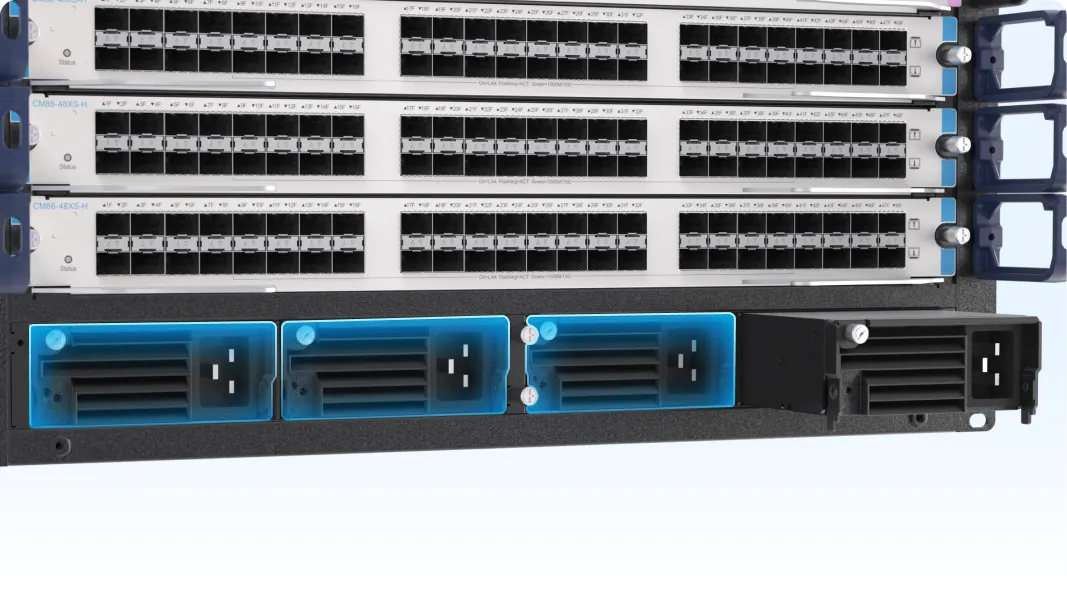 Khoang 4 module nguồn phía trước khung RG-S7808C