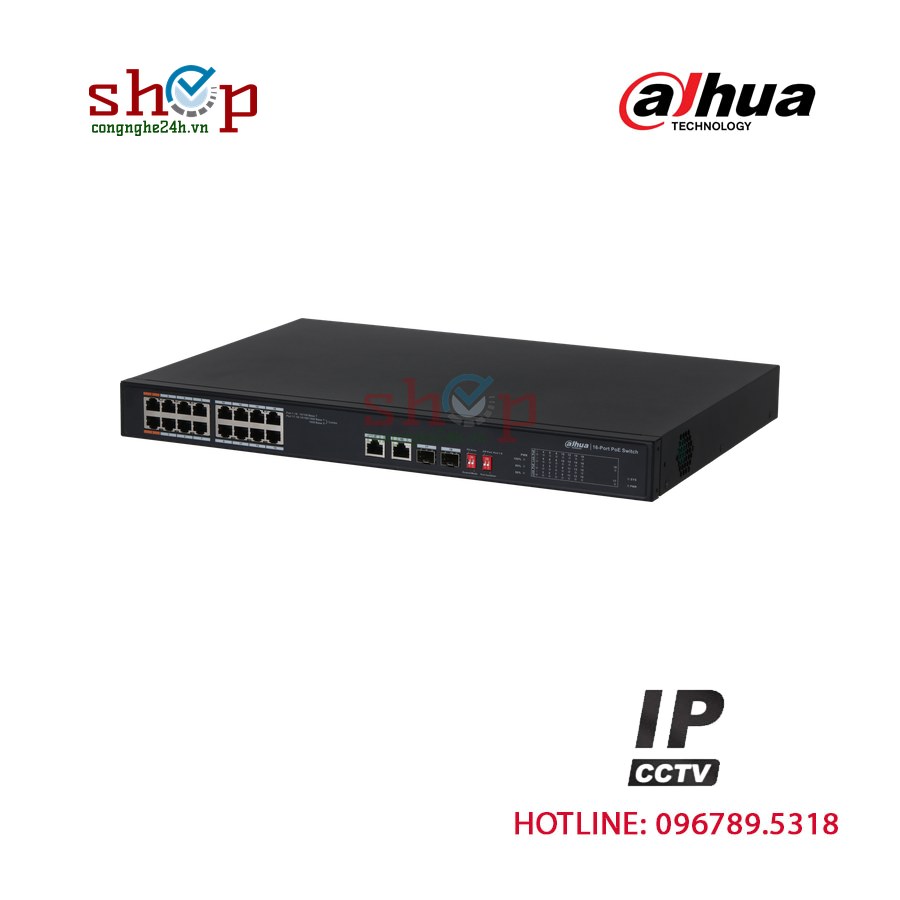 Switch PoE Dahua DH-PFS3218-16ET-135 18 cổng (16 PoE) 135W công nghiệp