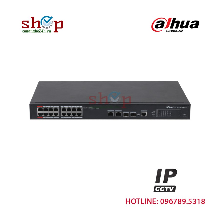 Switch PoE Dahua DH-PFS4218-16ET-190 18 cổng (16 PoE) 190W công nghiệp
