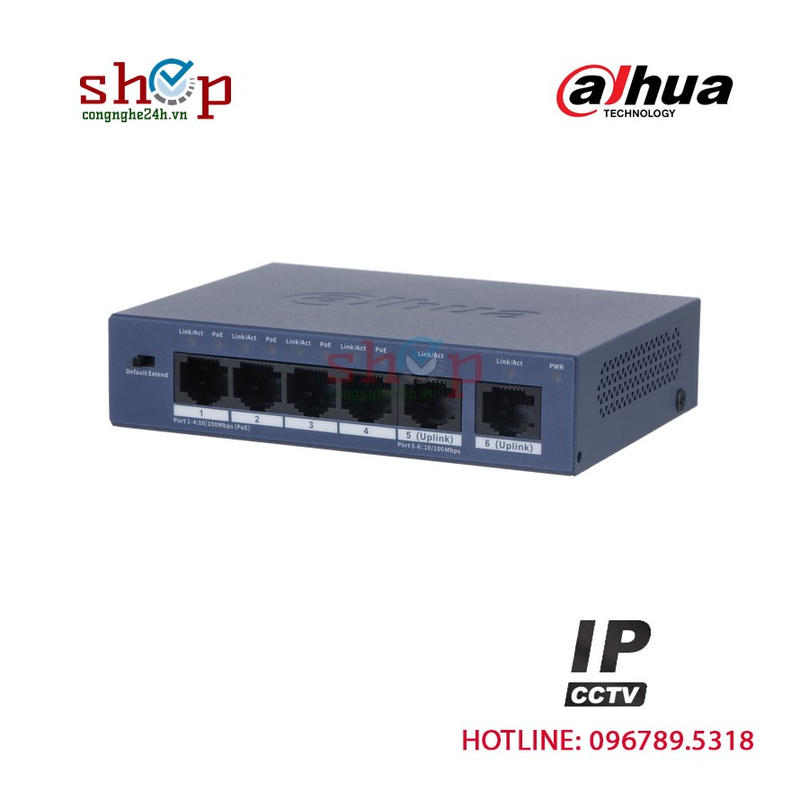 Switch PoE Dahua DH-S3006-4ET-36 6 cổng (4 PoE) 36W